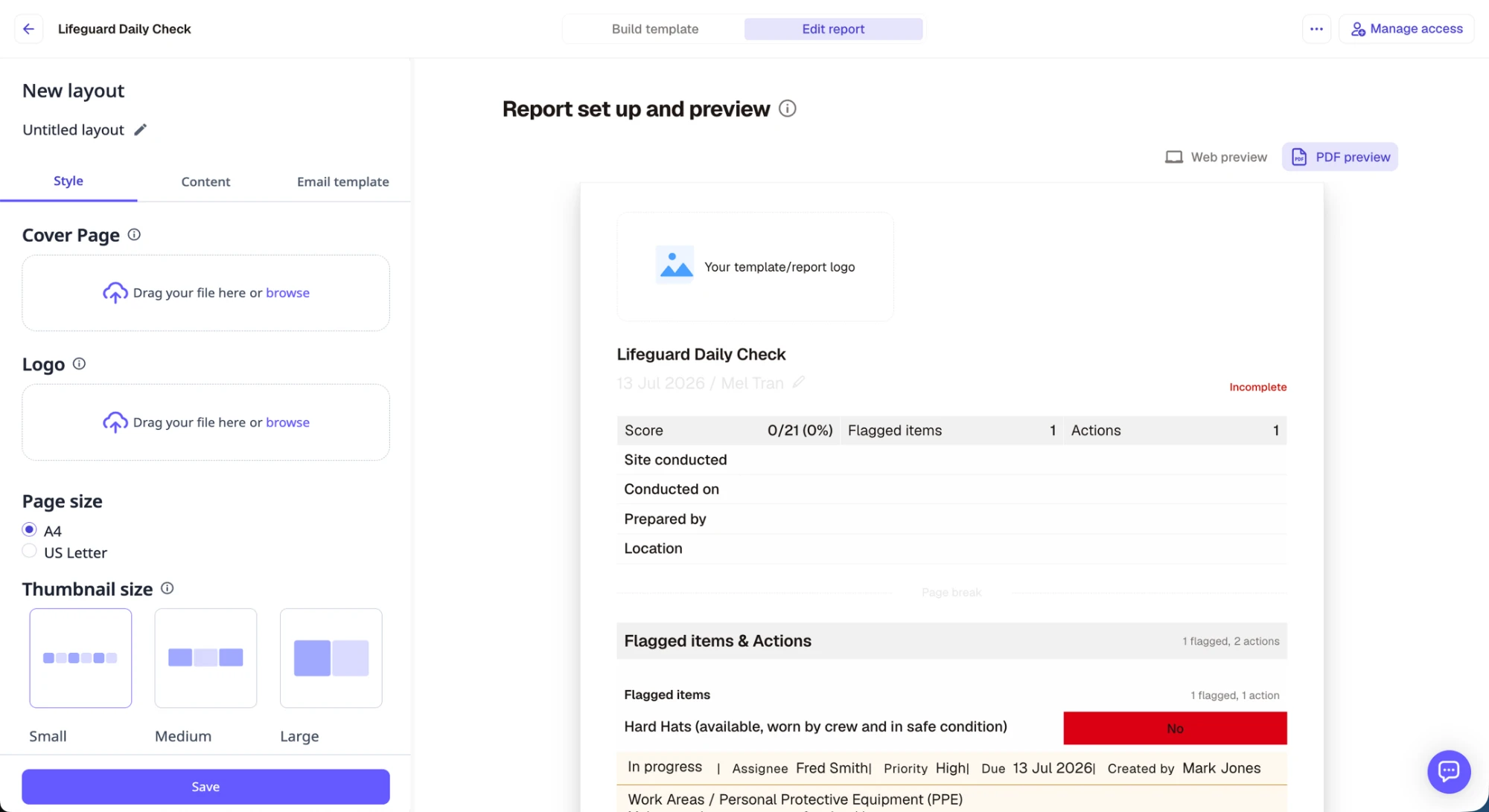 The previous report builder, set up and previewing a report