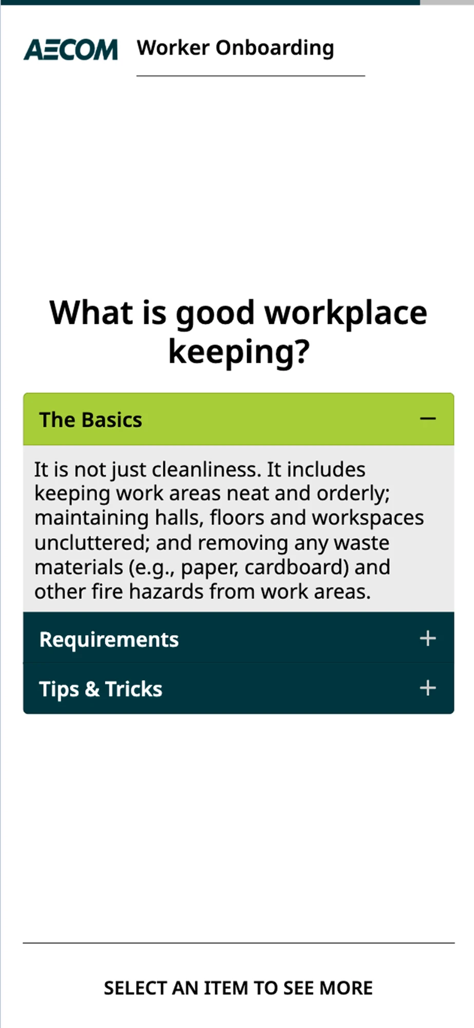 Previous design: What is good workplace keeping?