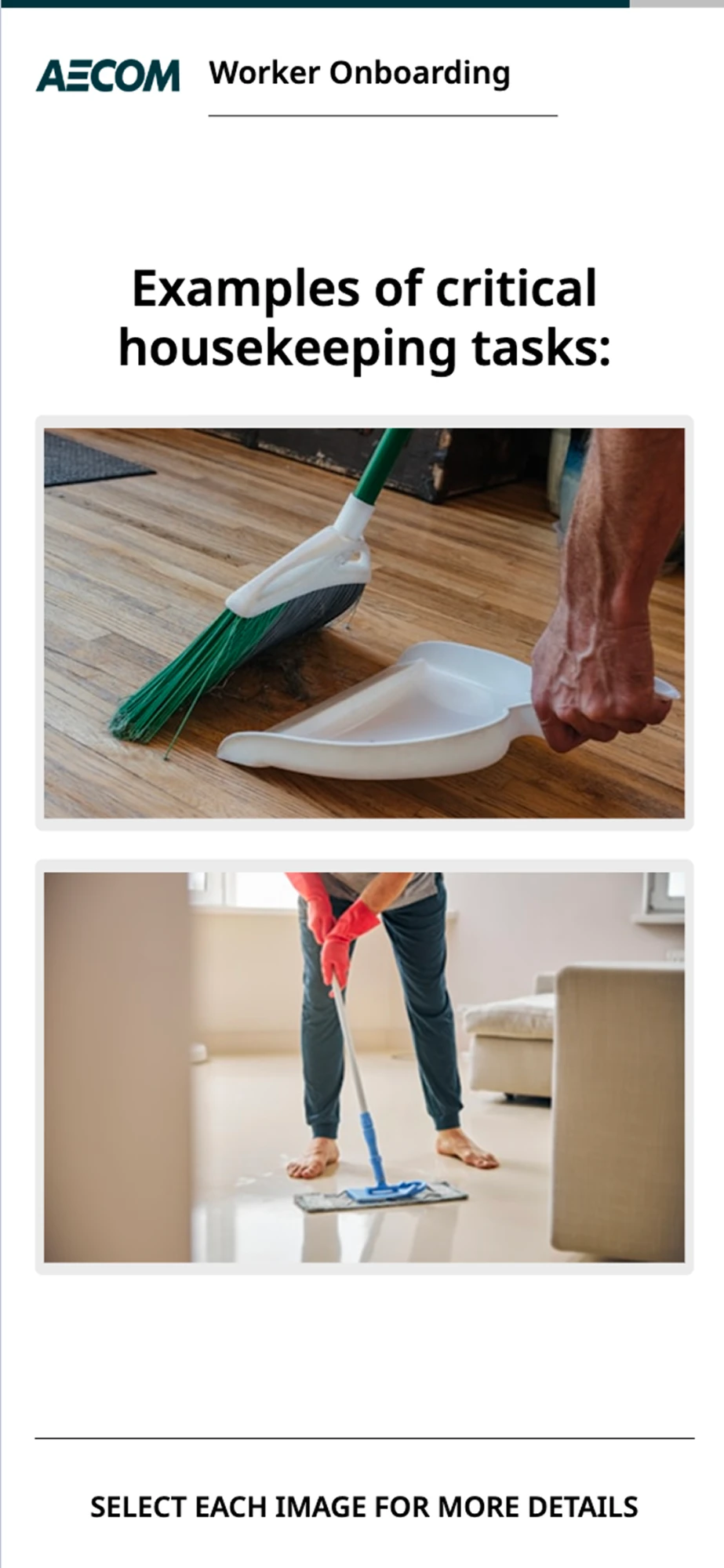 Previous design: Examples of critical housekeeping tasks