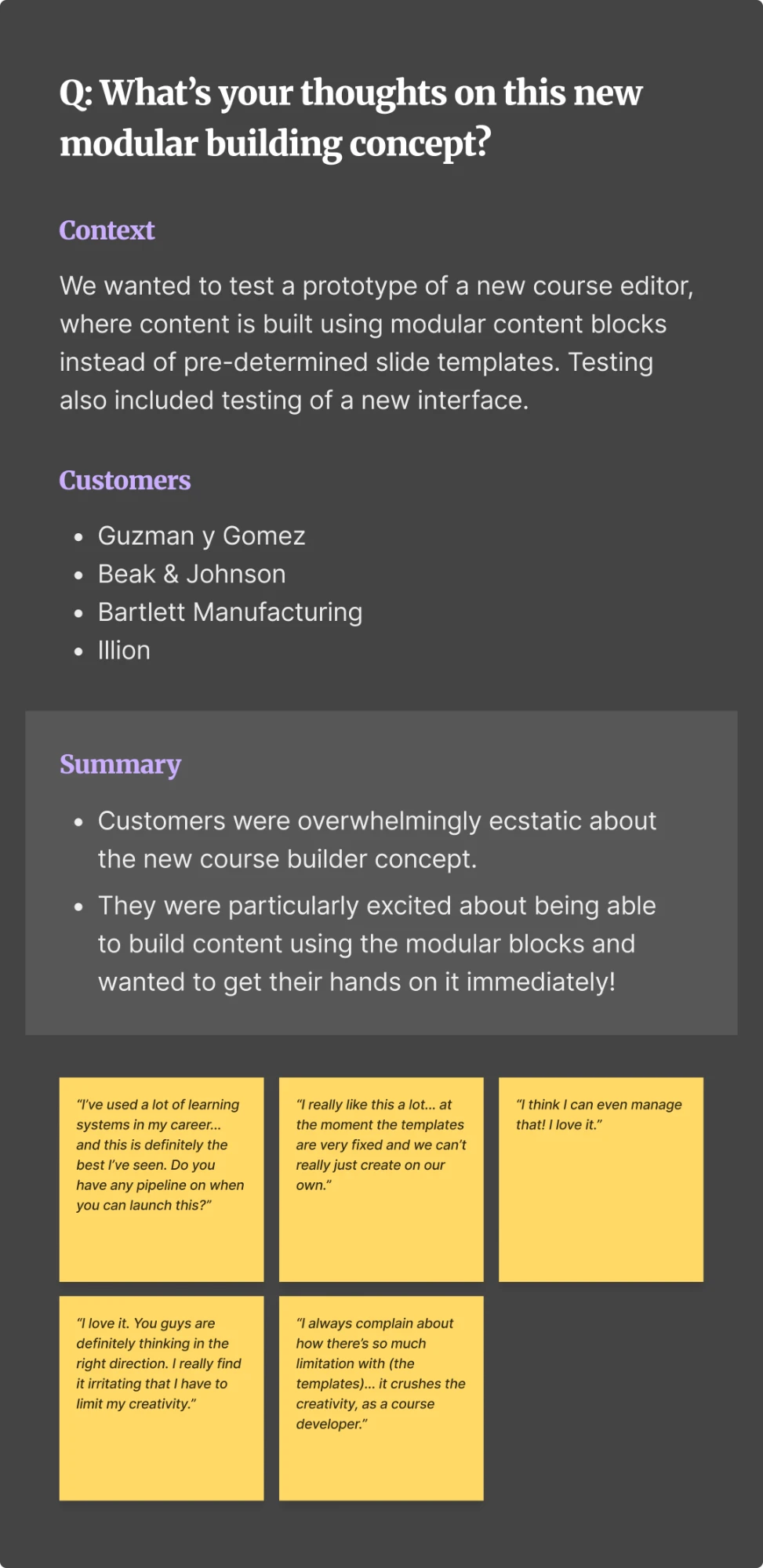 Customer interviews: reactions to the modular building concept