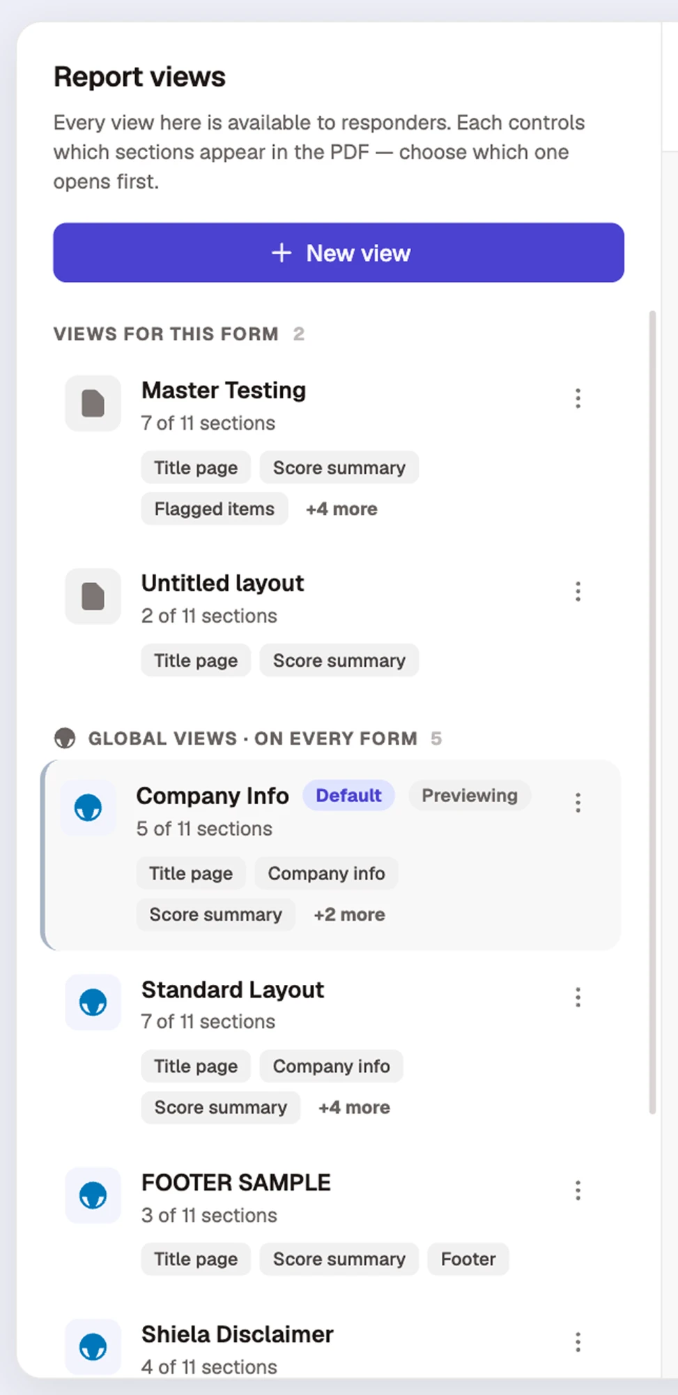 Report views, first generated design