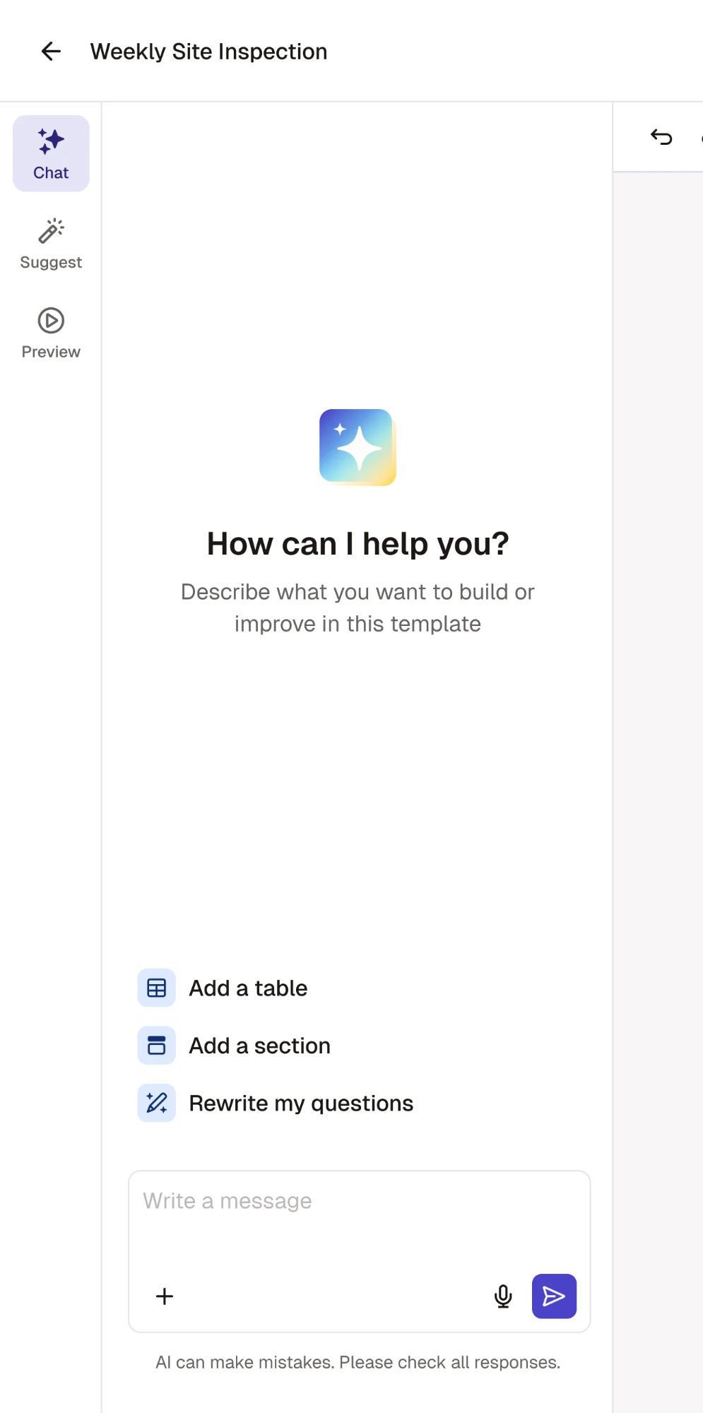 Vertical toolbar: chat