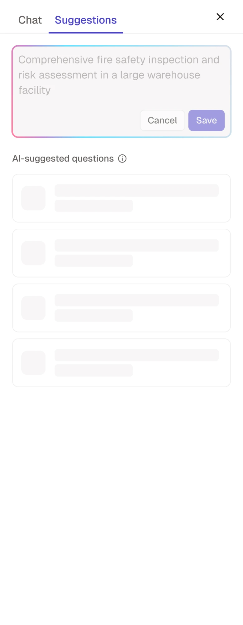 Chat and suggestions screen